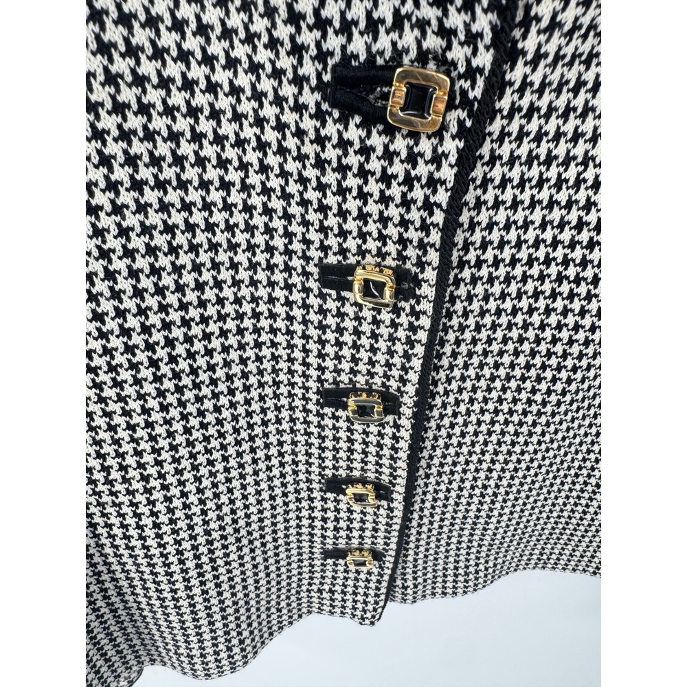 St. John Collection Blazer Houndstooth Knit Black&White Gold Hardware 8 Vintage - Picture 5 of 11